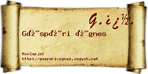 Gáspári Ágnes névjegykártya
